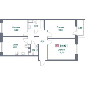 Квартира 88,9 м², 3-комнатная - изображение 1
