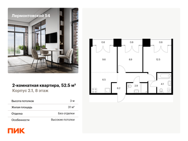 51,8 м², 2-комнатная квартира 20 500 000 ₽ - изображение 20