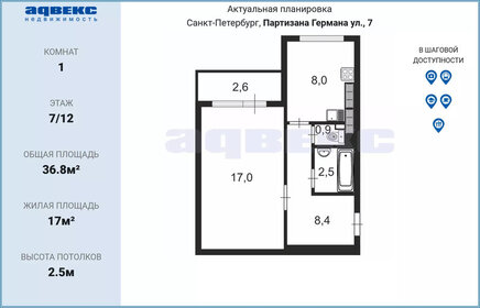 45,1 м², 1-комнатная квартира 9 200 000 ₽ - изображение 34