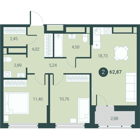 64 м², 2-комнатная квартира 6 500 000 ₽ - изображение 47