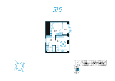 37,5 м², 1-комнатная квартира 6 478 000 ₽ - изображение 29