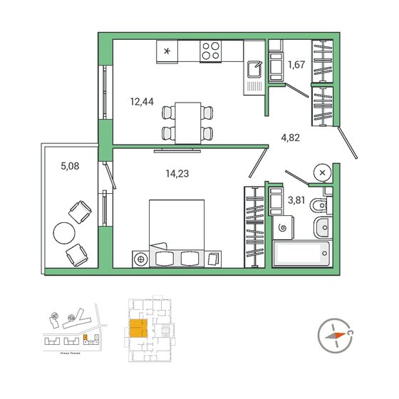 38,6 м², 1-комнатная квартира 7 281 933 ₽ - изображение 11