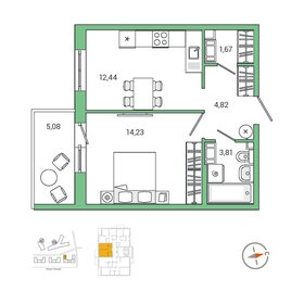 40,5 м², 1-комнатная квартира 7 191 000 ₽ - изображение 6