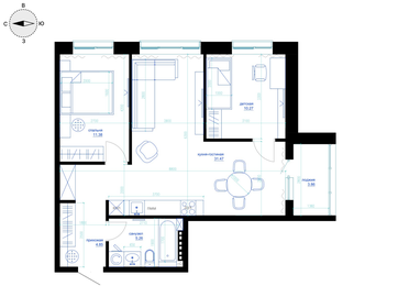 64,3 м², 1-комнатная квартира 9 067 710 ₽ - изображение 51