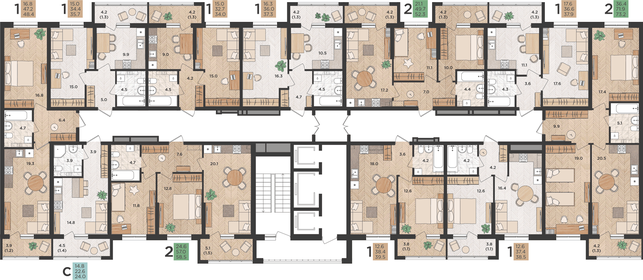 80 м², 3-комнатная квартира 5 900 000 ₽ - изображение 112