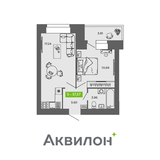 37,6 м², 1-комнатная квартира 4 655 946 ₽ - изображение 1