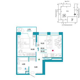 Квартира 39,1 м², 1-комнатная - изображение 1