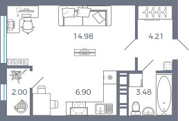 Квартира 31,6 м², 1-комнатная - изображение 1