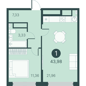 43 м², 1-комнатная квартира 6 620 000 ₽ - изображение 13