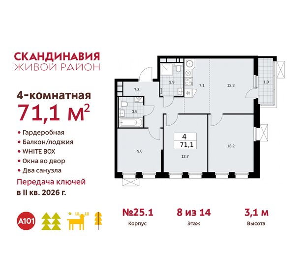 71,1 м², 4-комнатная квартира 19 068 876 ₽ - изображение 24