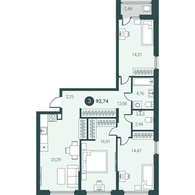 Квартира 92,7 м², 3-комнатная - изображение 1