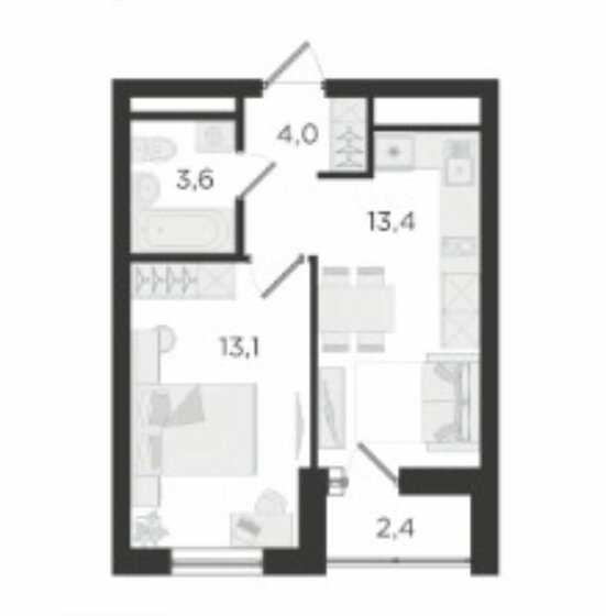 37 м², 1-комнатная квартира 5 500 000 ₽ - изображение 12