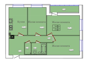 81,4 м², 3-комнатная квартира 7 407 400 ₽ - изображение 11