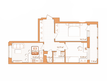 60 м², 2-комнатная квартира 5 300 000 ₽ - изображение 29