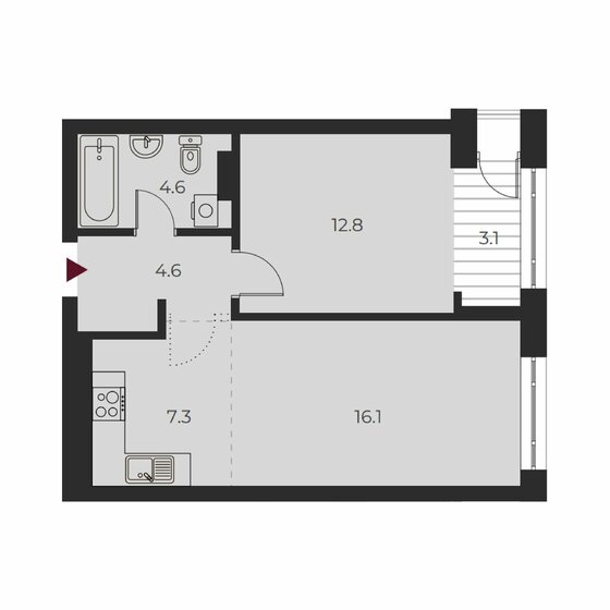 48,5 м², 2-комнатная квартира 9 850 000 ₽ - изображение 1