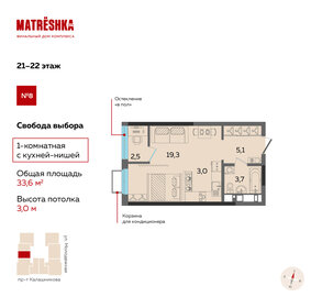 Квартира 33,6 м², студия - изображение 1