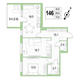 68,1 м², 2-комнатная квартира 19 625 000 ₽ - изображение 79