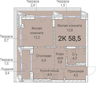 67,1 м², 2-комнатная квартира 9 500 000 ₽ - изображение 98