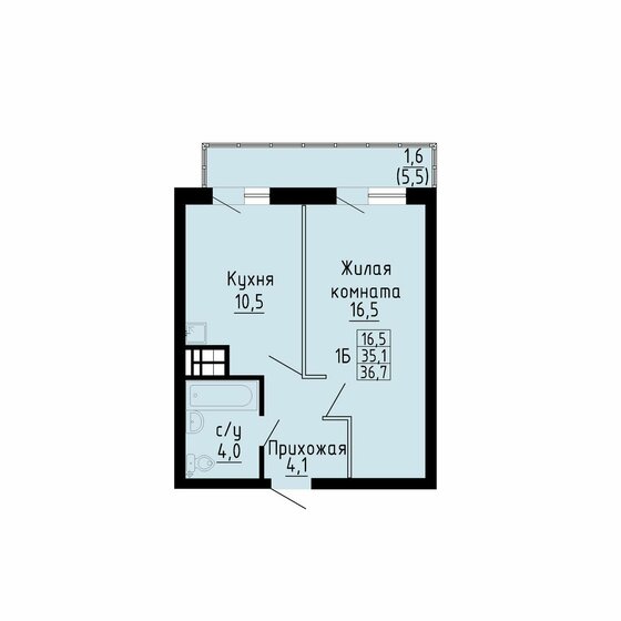 36,7 м², 1-комнатная квартира 4 385 650 ₽ - изображение 31