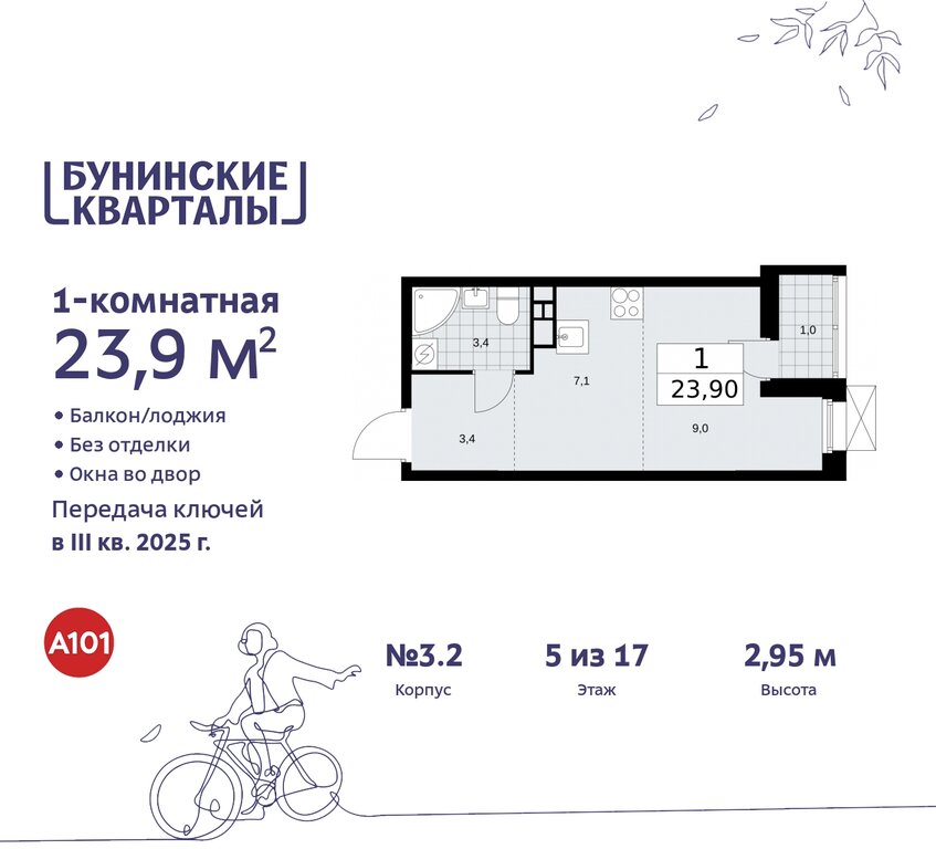 Варианты планировок ЖК «Бунинские Кварталы» - планировка 10