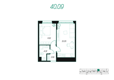 40,1 м², 1-комнатная квартира 4 699 664 ₽ - изображение 16