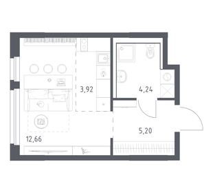 Квартира 26 м², студия - изображение 1