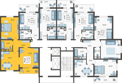 61,7 м², 2-комнатная квартира 17 510 460 ₽ - изображение 27