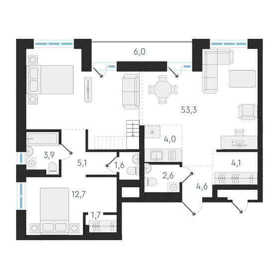 113,7 м², 3-комнатная квартира 16 400 000 ₽ - изображение 1