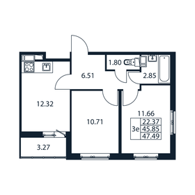 47,5 м², 2-комнатная квартира 7 970 888 ₽ - изображение 53