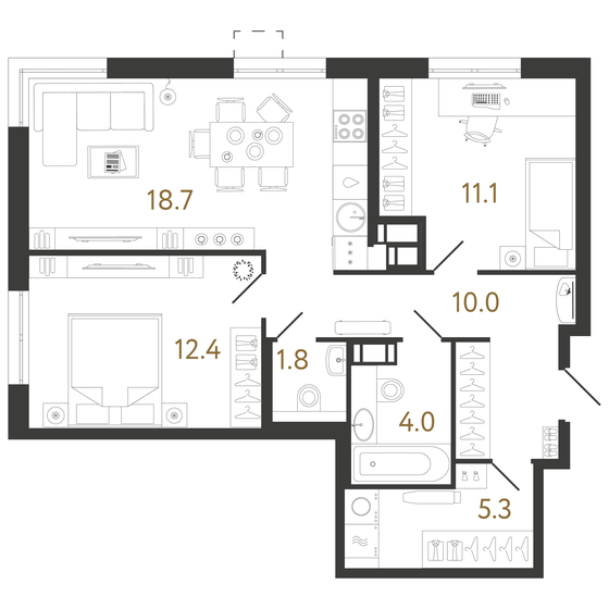 63,3 м², 2-комнатная квартира 18 423 528 ₽ - изображение 1