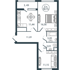 63,2 м², 2-комнатная квартира 5 100 000 ₽ - изображение 68