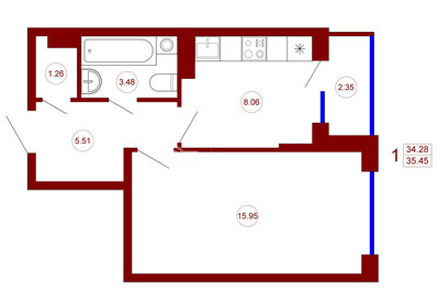 35 м², 1-комнатная квартира 3 600 000 ₽ - изображение 81