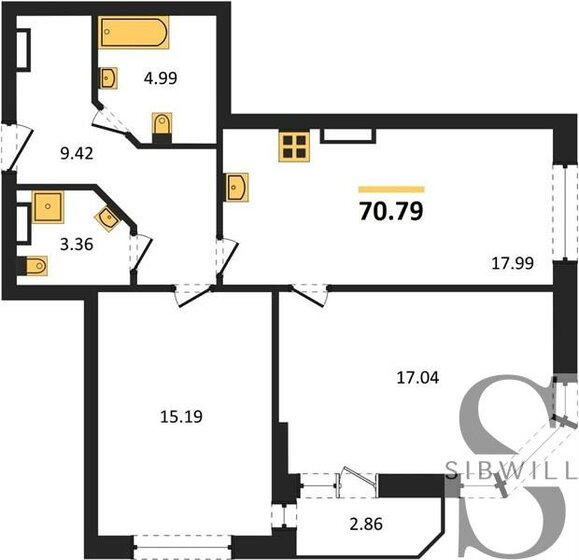 70,8 м², 2-комнатная квартира 7 790 000 ₽ - изображение 1