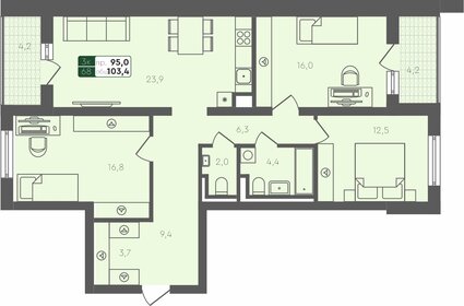 103,4 м², 3-комнатная квартира 9 860 000 ₽ - изображение 13