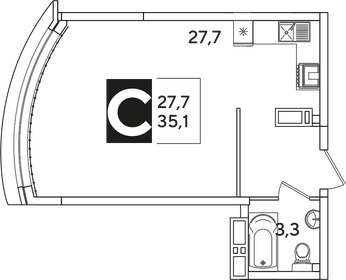 35,2 м², квартира-студия 7 367 360 ₽ - изображение 10