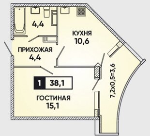 Квартира 38 м², 1-комнатная - изображение 1