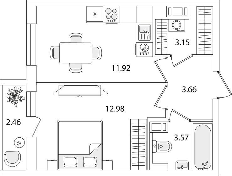 36,5 м², 1-комнатная квартира 9 861 232 ₽ - изображение 1