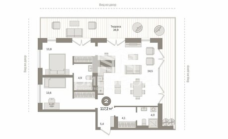 Квартира 120,1 м², 2-комнатная - изображение 1