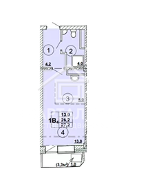 Квартира 27,2 м², студия - изображение 1