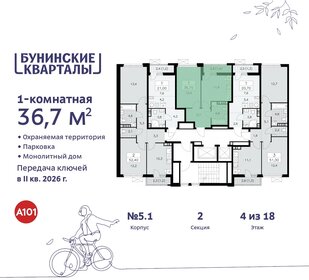 Квартира 36,7 м², 1-комнатная - изображение 2