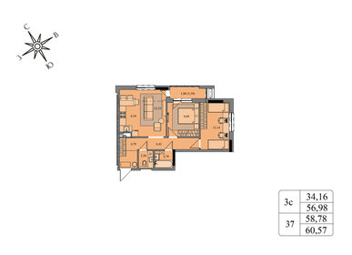 58,8 м², 3-комнатная квартира 5 050 000 ₽ - изображение 24