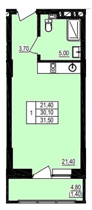 32 м², 1-комнатная квартира 4 100 000 ₽ - изображение 78