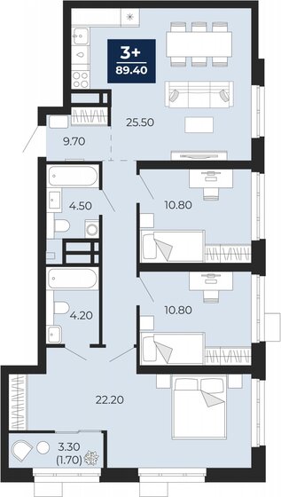 89,4 м², 3-комнатная квартира 12 130 000 ₽ - изображение 22