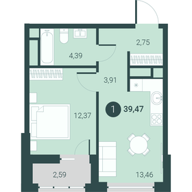 39,6 м², 1-комнатная квартира 5 093 000 ₽ - изображение 6