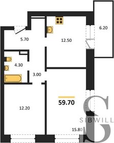 Квартира 59,7 м², 2-комнатная - изображение 1