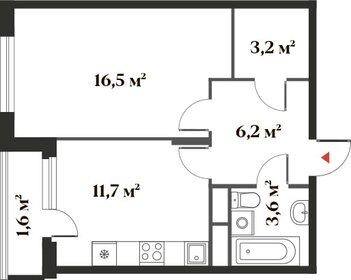 Квартира 42,8 м², 1-комнатная - изображение 1