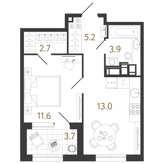 36,4 м², 1-комнатная квартира 11 227 933 ₽ - изображение 1