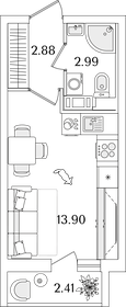 Квартира 21 м², студия - изображение 1