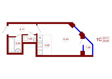 32 м², 1-комнатная квартира 3 150 000 ₽ - изображение 43