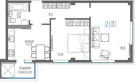 77,9 м², 2-комнатная квартира 12 500 000 ₽ - изображение 54